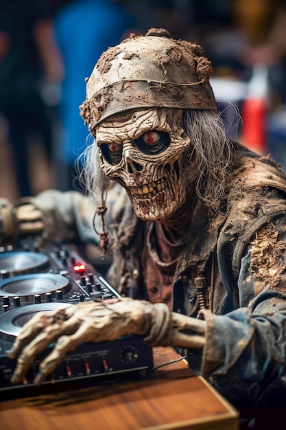 Zombie Grooves Halloween Party avec Undead DJ Spinning Generative AI