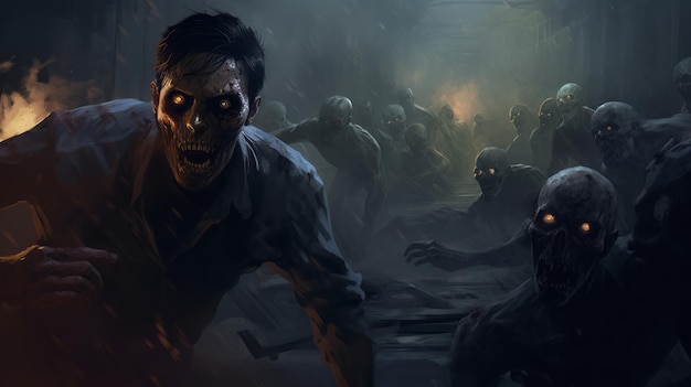 Photo zombie hd 2 dark indigo le concept artistique spatial est un gif d'horreur de zombies.