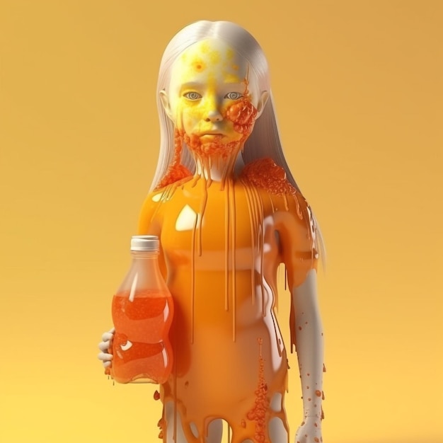 zombie jeune petite fille faite de jus d'orange