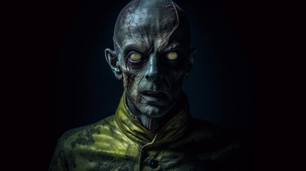 Photo zombie rayonnant dans le style bronze et jaune