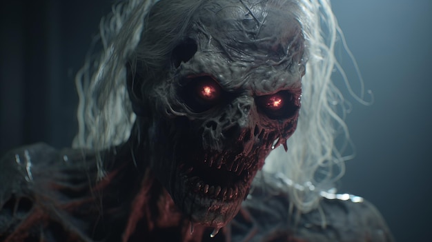 Photo un zombie réaliste effrayant aux yeux rouges dans unreal engine 5