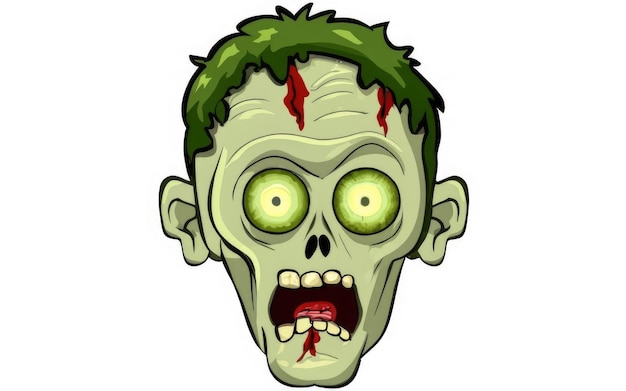 un zombie vert effrayant dans un dessin animé