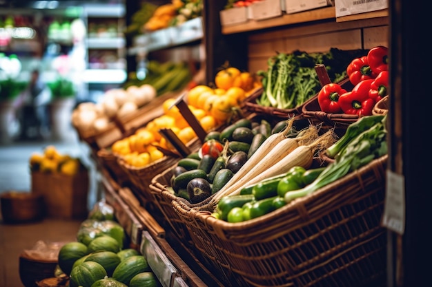 zone de fruits et légumes dans le supermarché AI