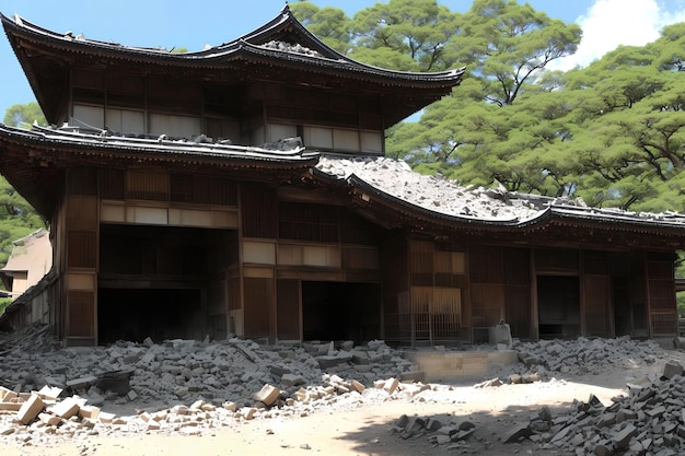 Zone de guerre détruire effondrement abandonner bâtiment au japon art génératif par IA