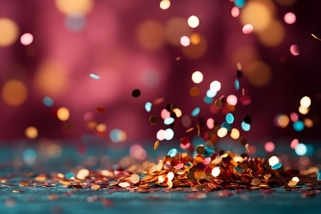 Zone photo de bannière de vacances Majenta pour une fête avec des confettis et des ballons générés par l'IA