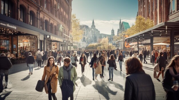 Zones urbaines très fréquentées au milieu de la journée