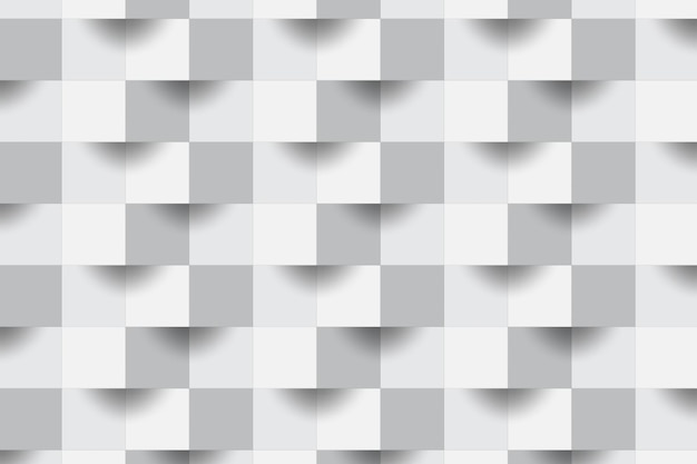 Zoom 3D abstrait mise au point forme géométrique blanche à partir de cubes gris Texture de carrés de mur de brique Fond de surface solide panoramique Conception créative Illustration de fond d'écran de modèle moderne minimal sans soudure