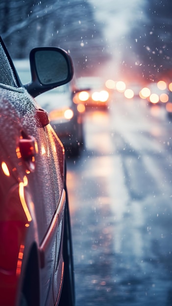 Photo zoomez sur un pare-brise de voiture gelé