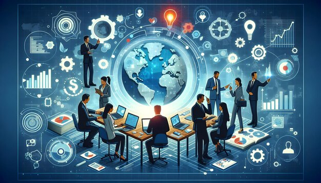 2D minimalize vector as Business team collaborating on a marketing strategy concept as A vector illu