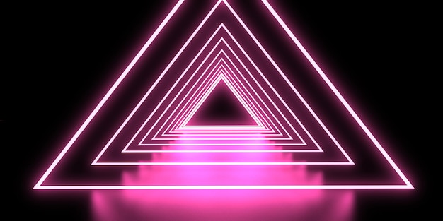 3D abstract background with neon lights. neon tunnel  .space construction . .3d illustration3