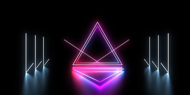3D abstrakt bakgrunn med neonlys. 3D-illustrasjon