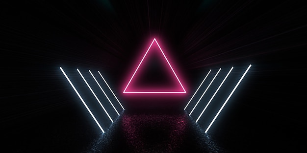 3D abstrakt bakgrunn med neonlys
