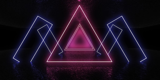 3D abstrakt bakgrunn med neonlys