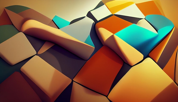 3D-bakgrunnsbilde geometriske figurer av smeltede musikknoter HD fullfarge