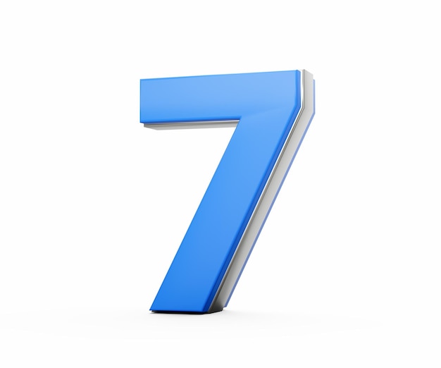 3d Blue 7 Seven Digit 3d Seven Number Isolated On White Background 3d Illustration