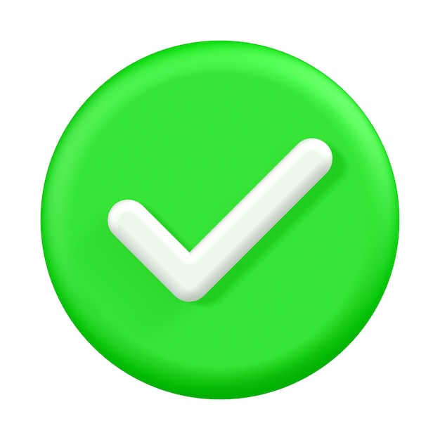 3d check icon circle checklist mark right symbol yes sign button 3d render