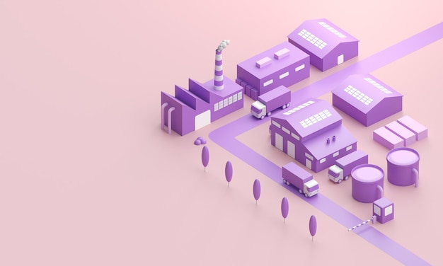 3D Factory Concept 3D Render