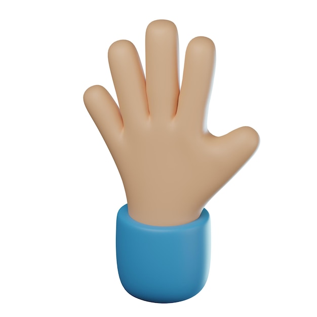 3D Five Fingers Hand Gesture Illustration