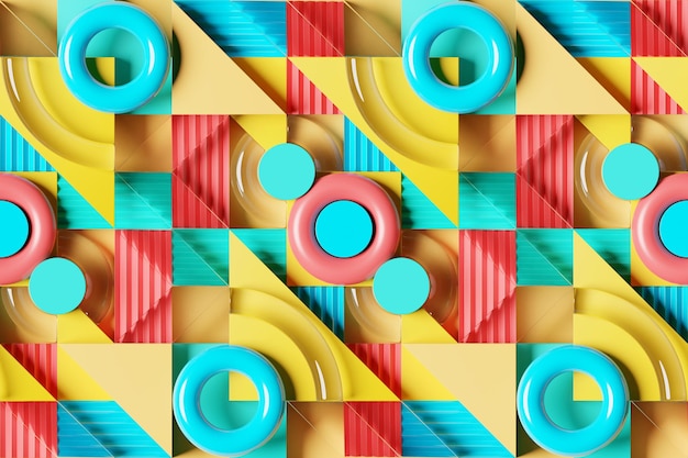 3d geometric shapes realistic render design abstract colored minimalistic composition