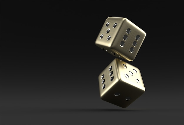 3D-gjengivelse av fallende kasinoterninger, ikondesignillustrasjon.
