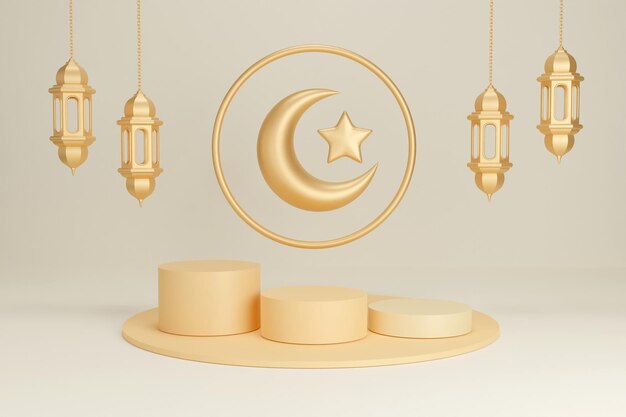 3D-gjengivelse podium med ramadan luksus dekorasjon bakgrunn