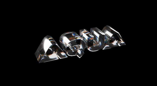 3d glass glow text logo