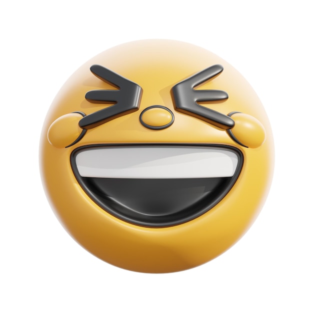 3D Grinning Squinting Face Illustration