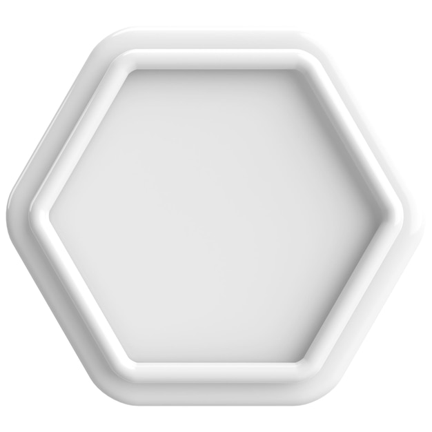 3D hexagon button Empty button 3D illustration