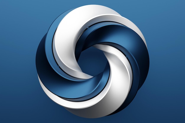 3D illustaration of a blue and white crystal torus Fantastic cellSimple geometric shapes