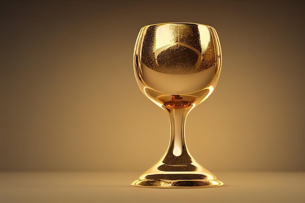 3d illustration champion golden trophy with copy space