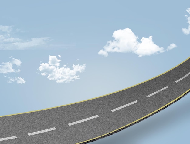 3d illustration of realistic road isolated on abstract white background bending road png design