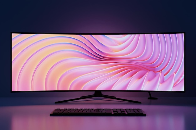 3d illustration powerful personal computer gamer with monitor cozy desktop for gamer monitor with rgb keyboard