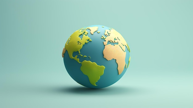 3D-modell av planeten Jorden på en vanlig bakgrunn Ai-generert