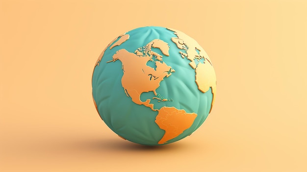 3D-modell av planeten Jorden på en vanlig bakgrunn Ai-generert