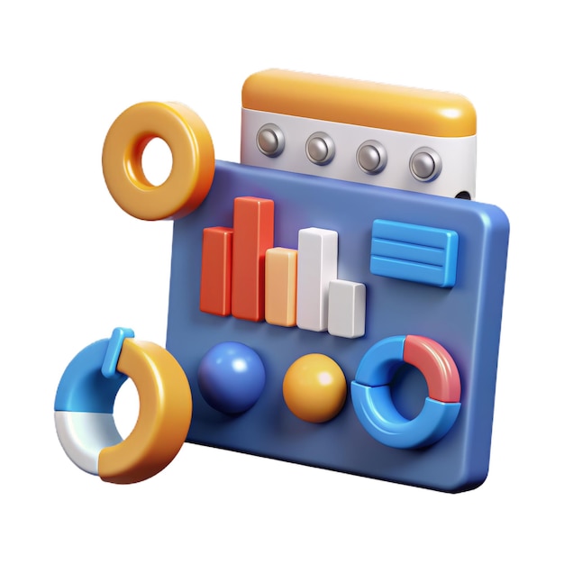 3d online marketing financial report chart data analysis and web development concept