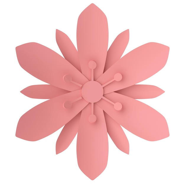 3D papirblomst 3D-illustrasjon