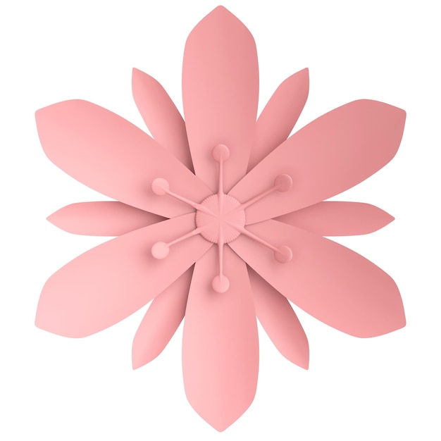3D-papirblomst Pastellblomst 3D-illustrasjon