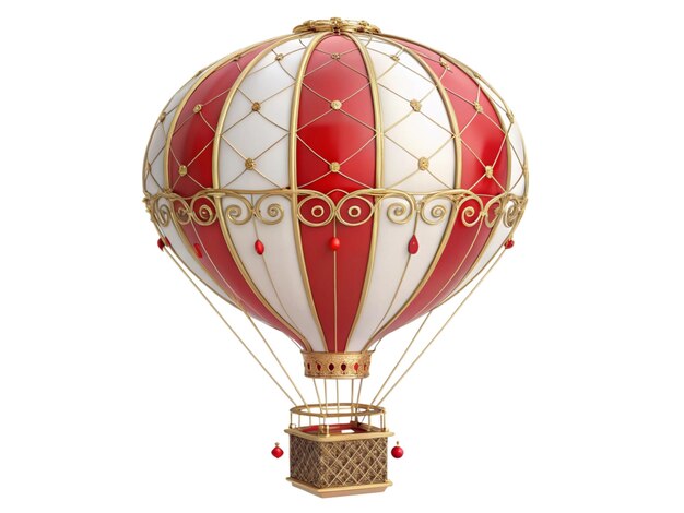 3D pink and white hot air balloon with gold detailing creating a whimsical and vintage look Ai
