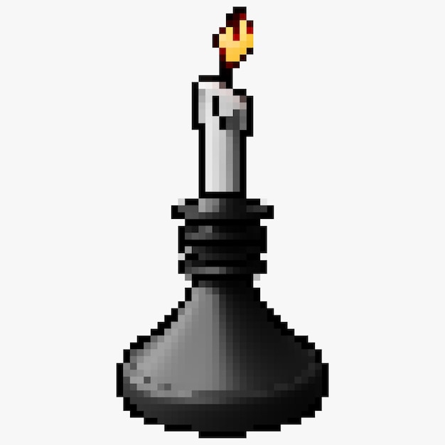 3D pixel art cartoon style Candle with black holder halloween decorative ornament design theme
