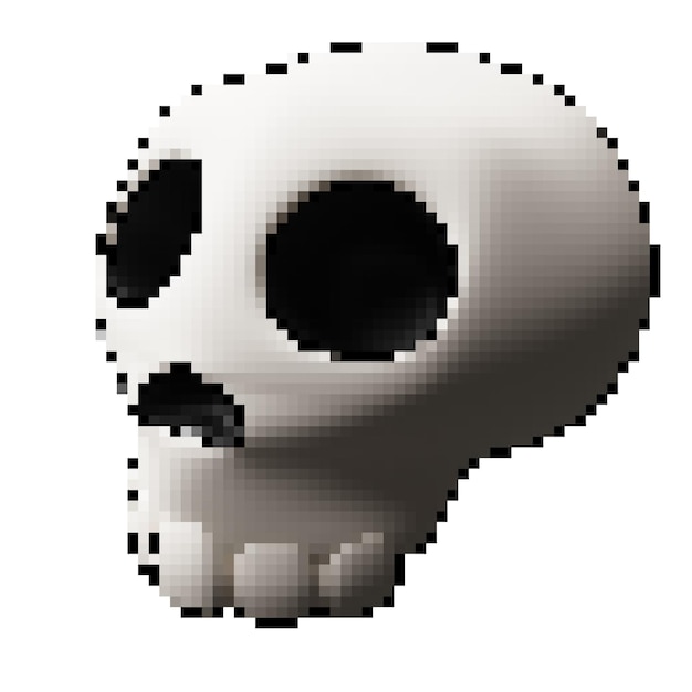 3d pixel style skull or head skeleton halloween decorative ornament icon design theme
