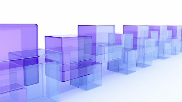 3d render abstract background with row of violet blue square translucent generative ai