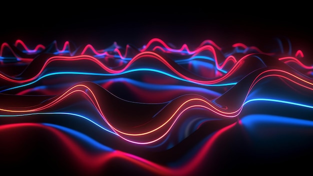 3d render abstract colorful background illuminated with colorful neon light ai generated