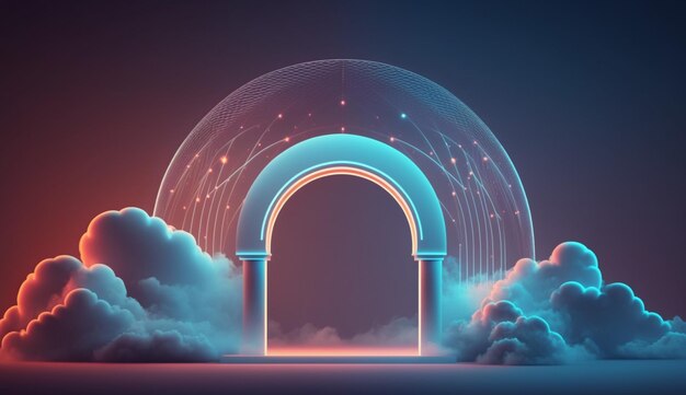 3d render abstract neon background generative ai