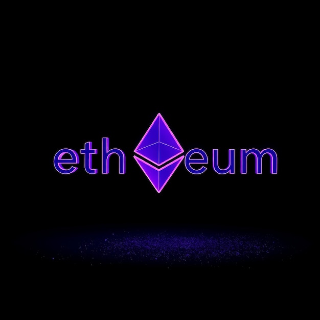 3d render ethereum logo extruded in glossy translucent purple floating horizontally sharp neon edg