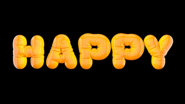3d Render Happy Balloon Text