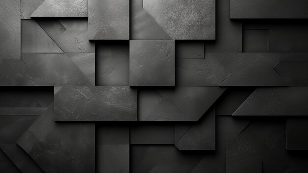 3D render of a black background with a pattern of geometric shapes Generative AI