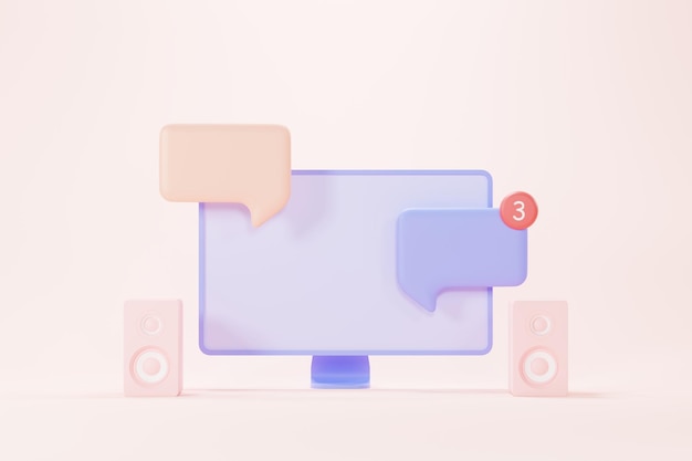 3d render of bubble chat or talk bar with notification social media platform with comment conversation speech on application