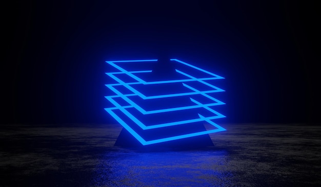 3d render of RGB neon light on darkness background Abstract Laser lines show at night Ultraviolet spectrum beam scene for mock up and web banner