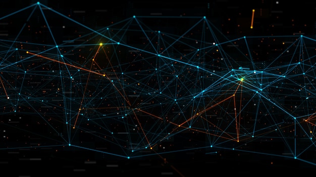 3d rendered abstract plexus shapes. Connection and web concept. Digital, communication and technology background with lines and dots.