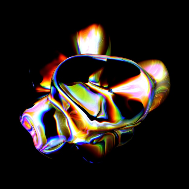 3d rendered abstract shape with detailed reflection and dispersion